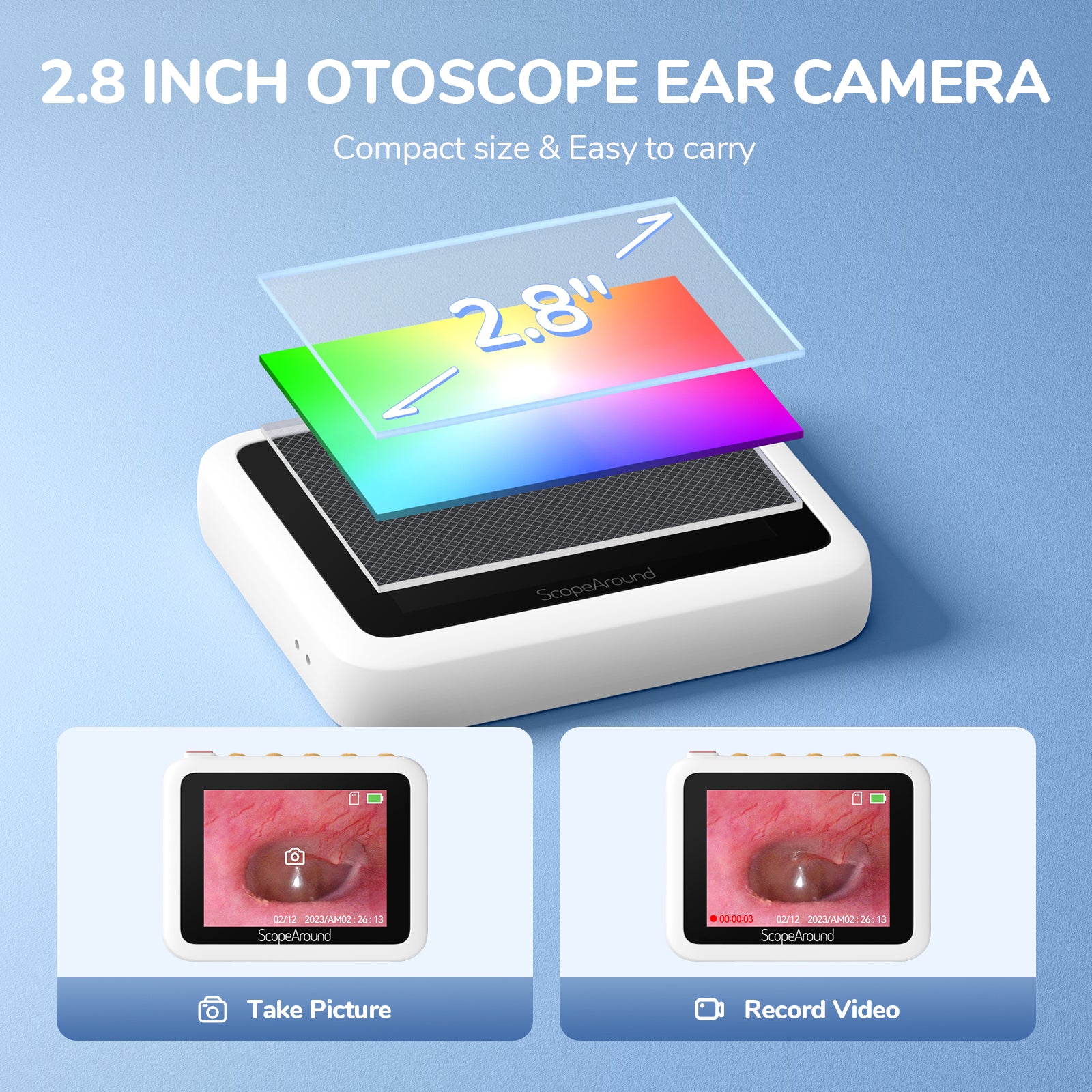 All-In-One 2.8-Inch LCD Screen Digital Otoscope