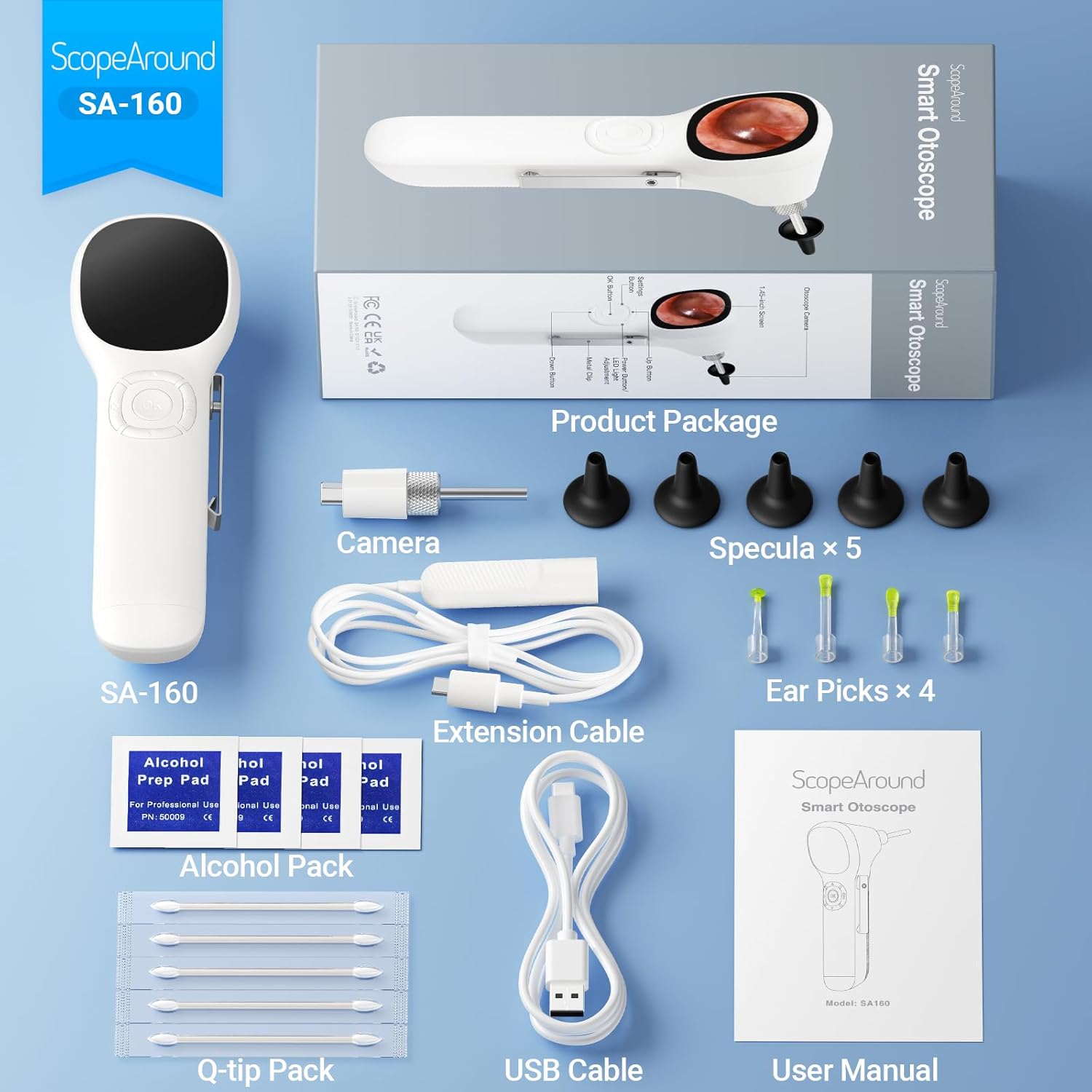 SA160 Digital Otoscope with IPS Screen