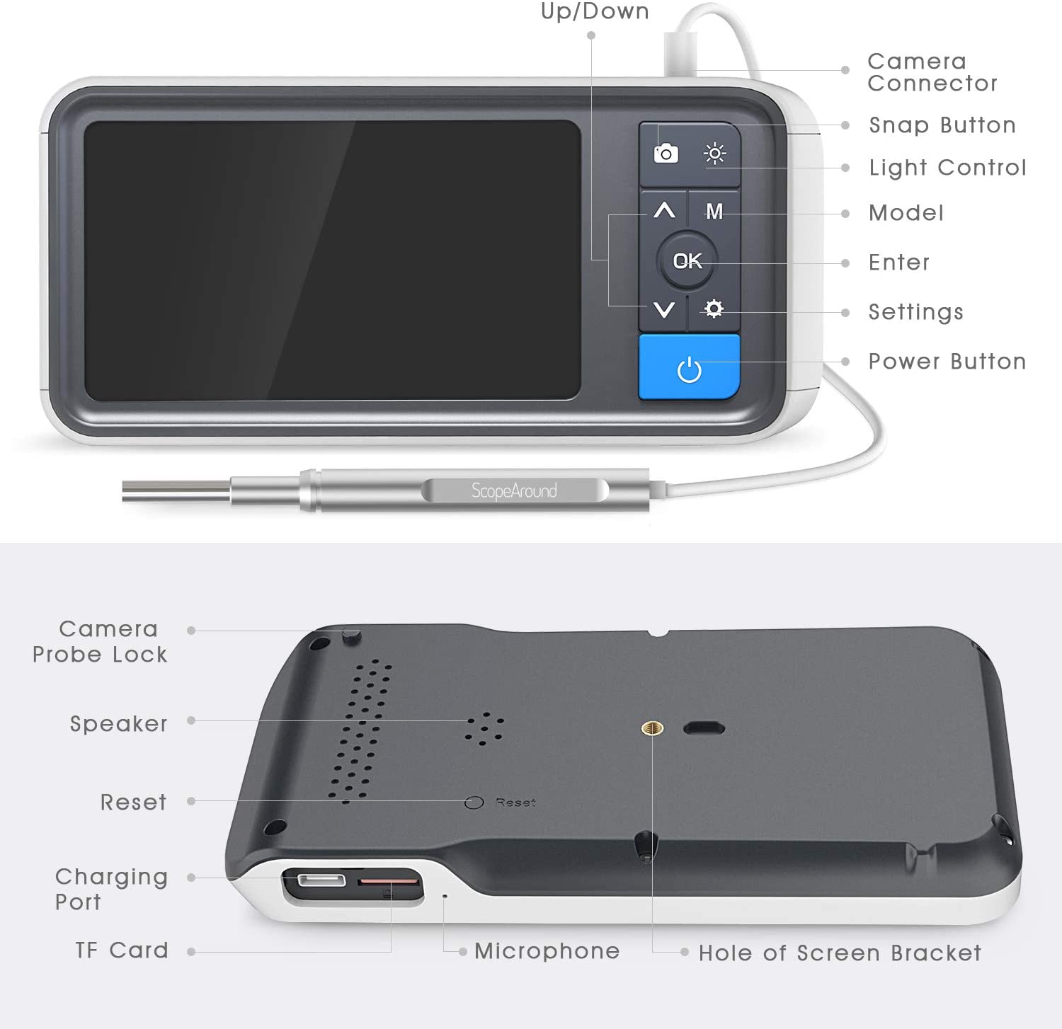 Digital Smart Otoscope with Screen and Ear Wax Removal Tools